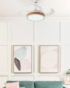 Ventoinha De Teto Branca Com Pas Retrateis E Iluminação Fremont