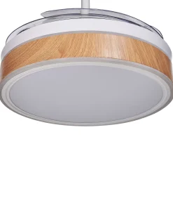 Ventoinha De Teto Branca Com Pas Retrateis E Iluminação Fremont