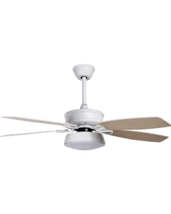 Ventoinha De Teto Castanha E Branca Com Iluminação Logan