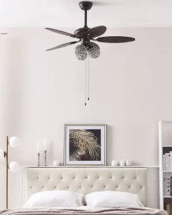 Ventoinha De Teto Castanha Com Luz Heilong