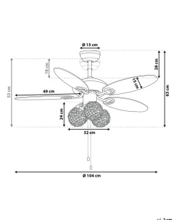 Ventoinha De Teto Castanha Com Luz Heilong