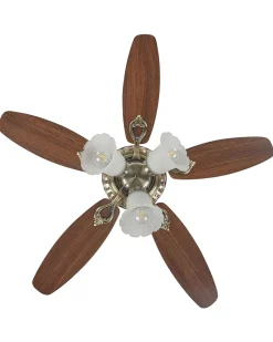 Ventoinha De Teto Castanha E Dourada Com Luz Nadela