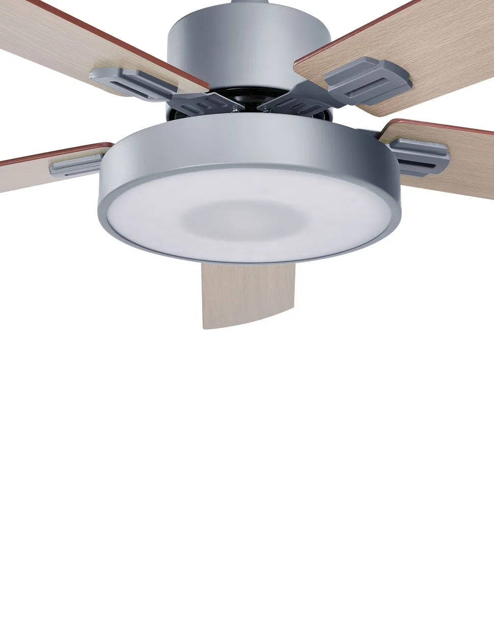 Ventoinha De Teto Cinzenta E Castanha Clara Com Luz Hobble