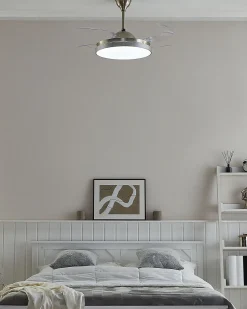 Ventoinha De Teto Com Luz Em Prateado Ibar