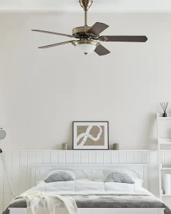 Ventoinha De Teto Dourada Com Luz Led Begej