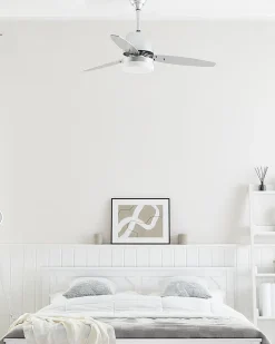 Ventoinha De Teto Prateada Com Luz Led Mlava