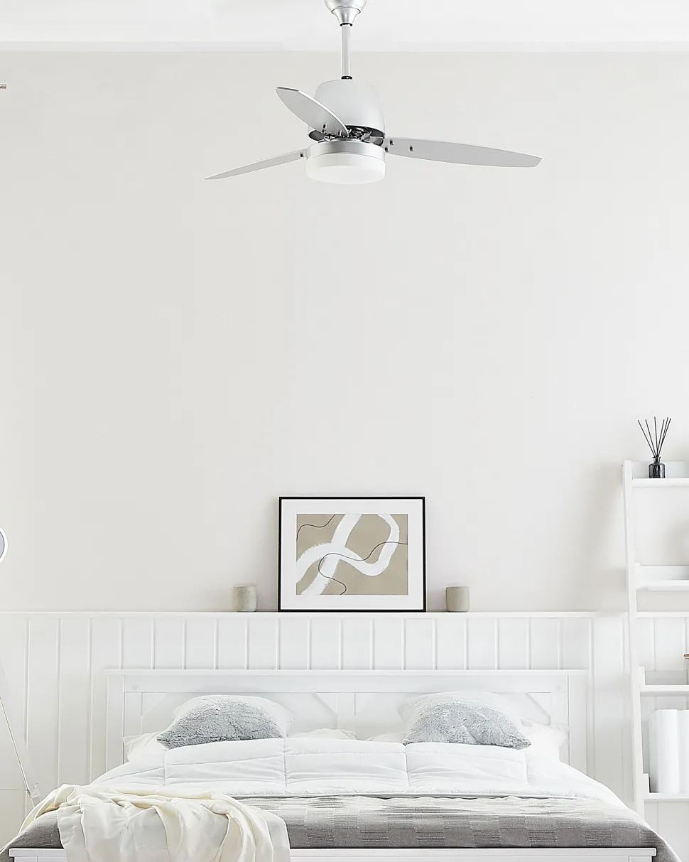 Ventoinha De Teto Prateada Com Luz Led Mlava