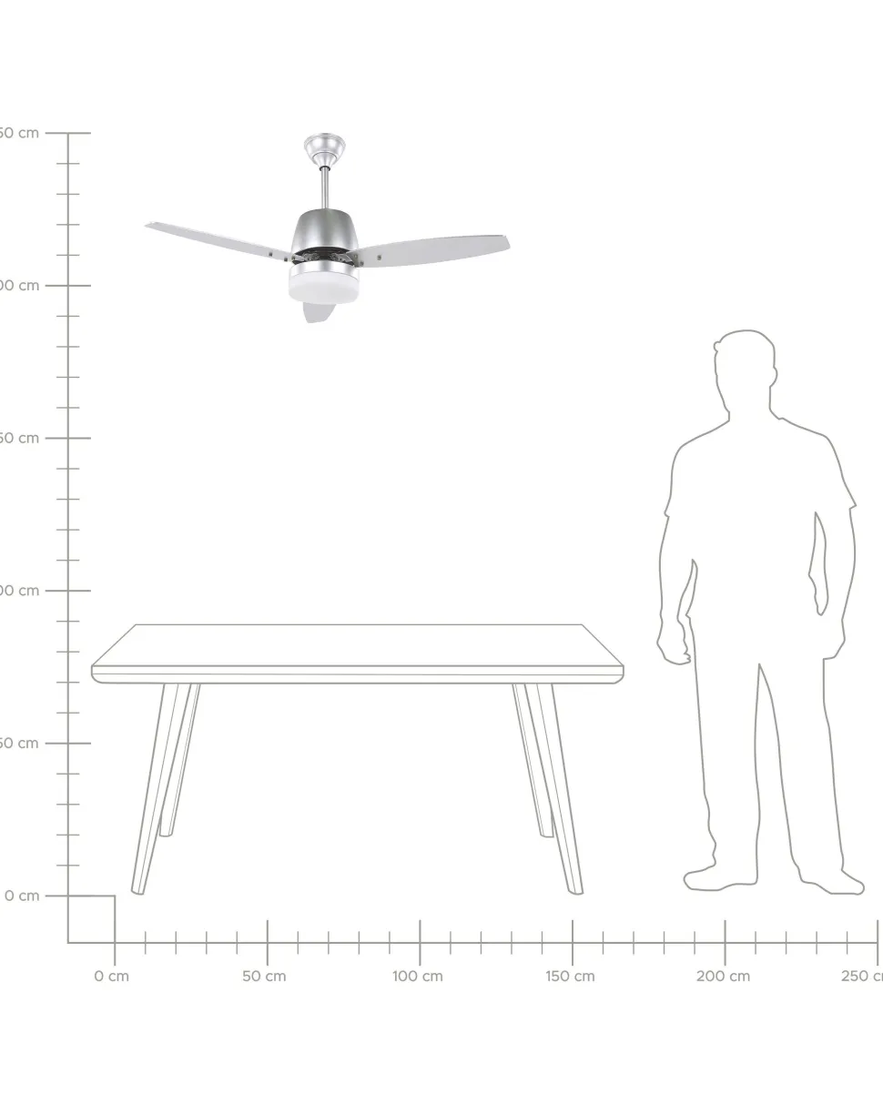 Ventoinha De Teto Prateada Com Luz Led Mlava