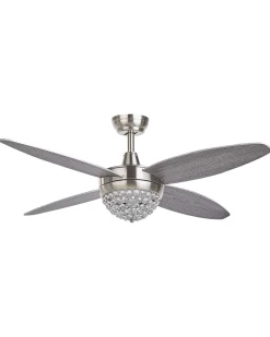 Ventoinha De Teto Prateada E Cinzenta Com Luz Led Zarqa