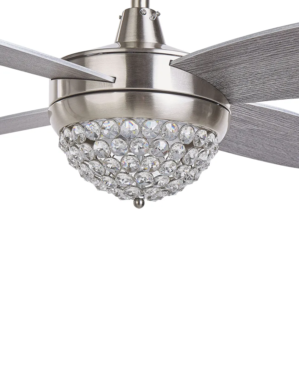 Ventoinha De Teto Prateada E Cinzenta Com Luz Led Zarqa