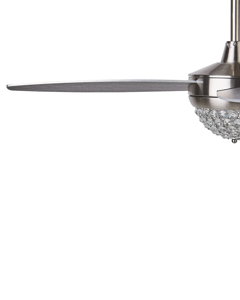 Ventoinha De Teto Prateada E Cinzenta Com Luz Led Zarqa