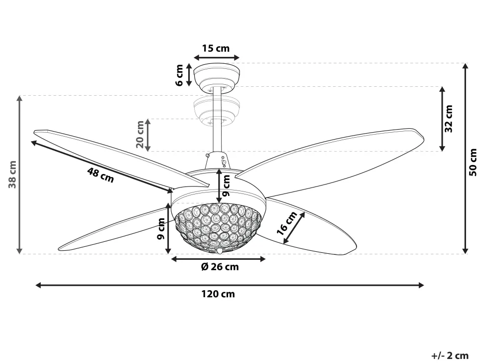 Ventoinha De Teto Prateada E Cinzenta Com Luz Led Zarqa