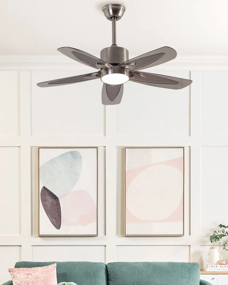 Ventoinha De Teto Prateada Com Iluminação Coyote