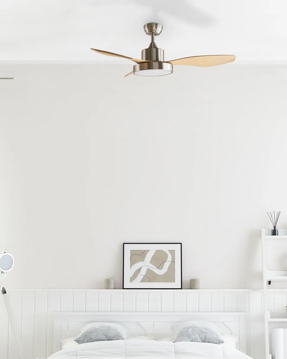 Ventoinha De Teto Prateada Com Luz Led Banderas