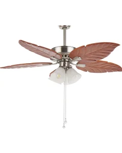 Ventoinha De Teto Prateada E Castanha Clara Com Luz Gila