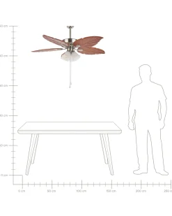 Ventoinha De Teto Prateada E Castanha Clara Com Luz Gila