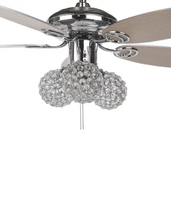 Ventoinha De Teto Prateada Com Luz Heilong