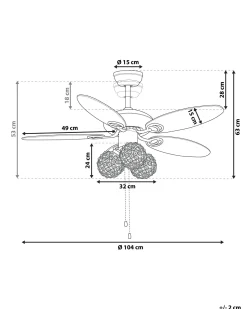 Ventoinha De Teto Prateada Com Luz Heilong