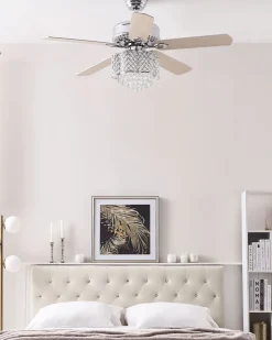 Ventoinha De Teto Prateada Com Luz Huai