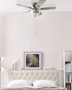 Ventoinha De Teto Prateada Com Luz Sirama