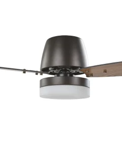 Ventoinha De Teto Preta E Castanha Com Luz Led Mlava